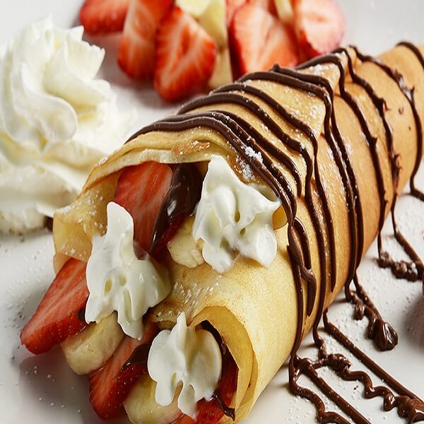 Strawberry Whipped cream Chocolate Drizzle Crepe