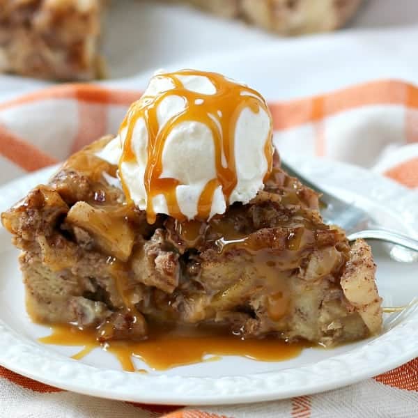 Apple Bread Pudding with Salted Caramel Drizzle